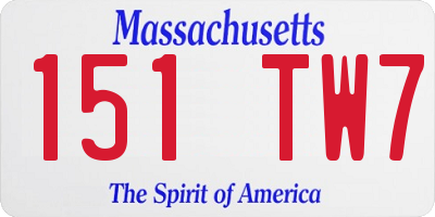 MA license plate 151TW7