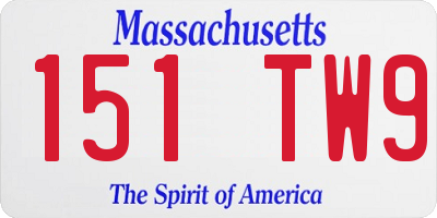 MA license plate 151TW9