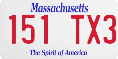 MA license plate 151TX3