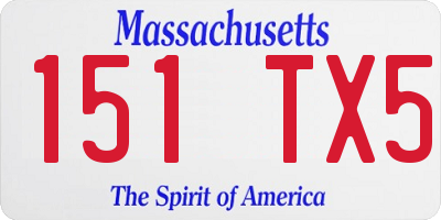 MA license plate 151TX5