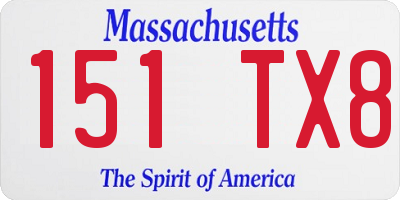 MA license plate 151TX8