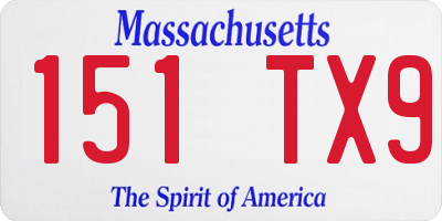 MA license plate 151TX9