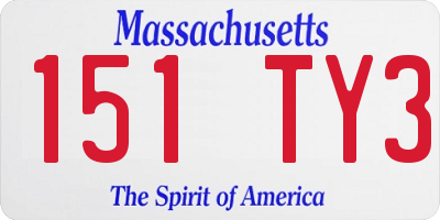 MA license plate 151TY3