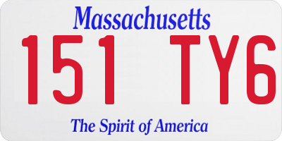 MA license plate 151TY6