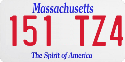 MA license plate 151TZ4