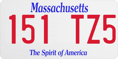 MA license plate 151TZ5