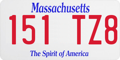 MA license plate 151TZ8