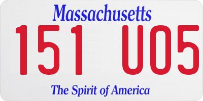 MA license plate 151UO5