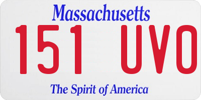 MA license plate 151UV0