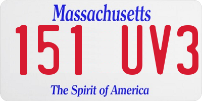 MA license plate 151UV3