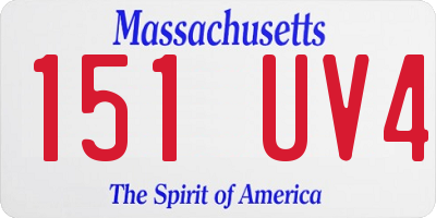 MA license plate 151UV4
