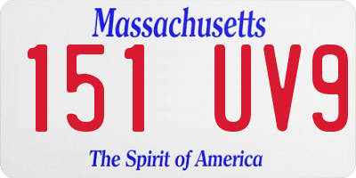 MA license plate 151UV9