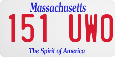 MA license plate 151UW0