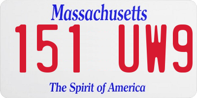 MA license plate 151UW9