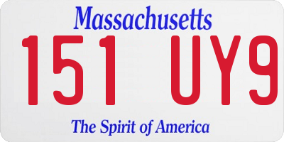MA license plate 151UY9