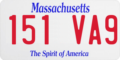 MA license plate 151VA9
