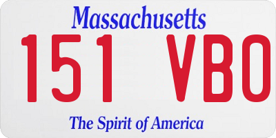 MA license plate 151VB0