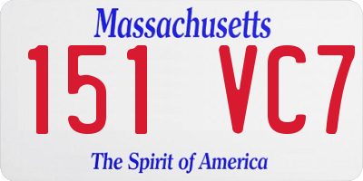 MA license plate 151VC7