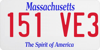 MA license plate 151VE3