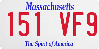 MA license plate 151VF9