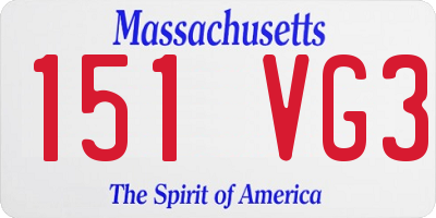 MA license plate 151VG3