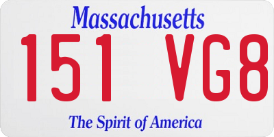 MA license plate 151VG8