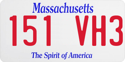 MA license plate 151VH3