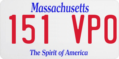 MA license plate 151VP0