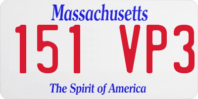 MA license plate 151VP3
