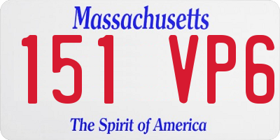 MA license plate 151VP6