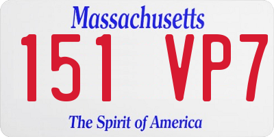 MA license plate 151VP7