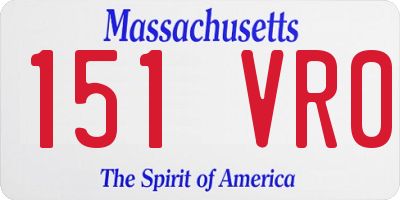 MA license plate 151VR0