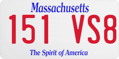 MA license plate 151VS8