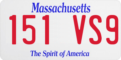 MA license plate 151VS9