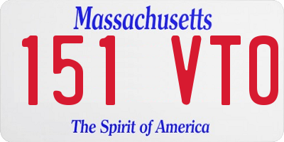 MA license plate 151VT0