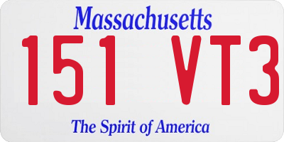MA license plate 151VT3