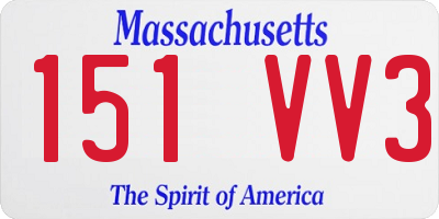 MA license plate 151VV3