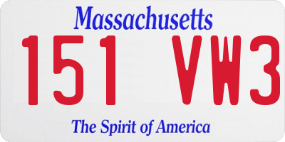 MA license plate 151VW3