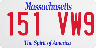 MA license plate 151VW9