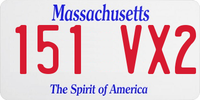 MA license plate 151VX2