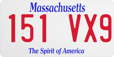 MA license plate 151VX9