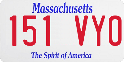 MA license plate 151VY0