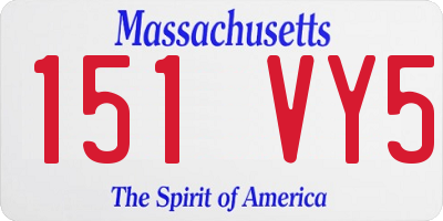 MA license plate 151VY5