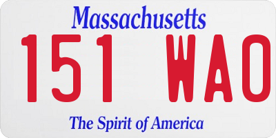 MA license plate 151WA0