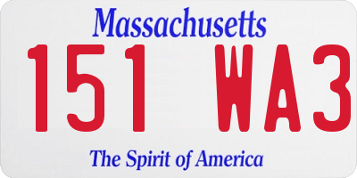 MA license plate 151WA3