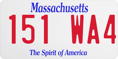 MA license plate 151WA4