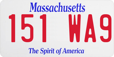 MA license plate 151WA9