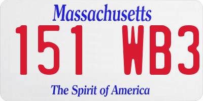 MA license plate 151WB3