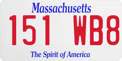 MA license plate 151WB8