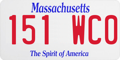 MA license plate 151WC0